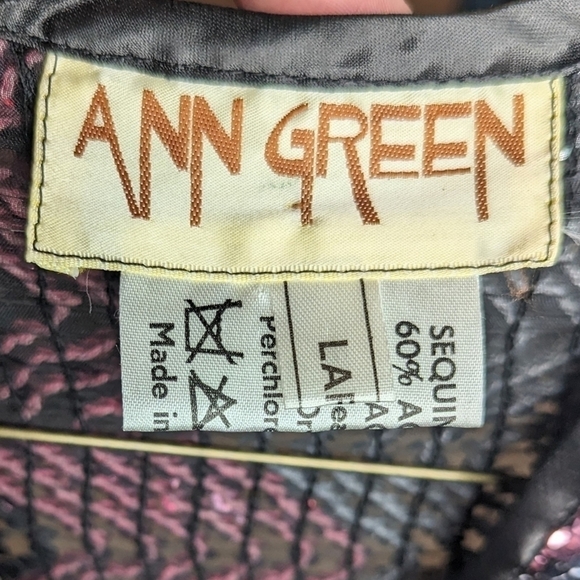 Vintage Ann Green sequined blazer jacket size black silver pink - Picture 5 of 6